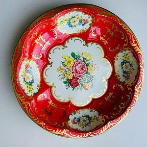 Vintage Daher Decorated Ware Floral Metal Bowl 10” Made in England 1971